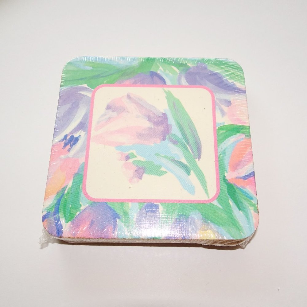 Retro Pastel Tulip Coasters Set of 8